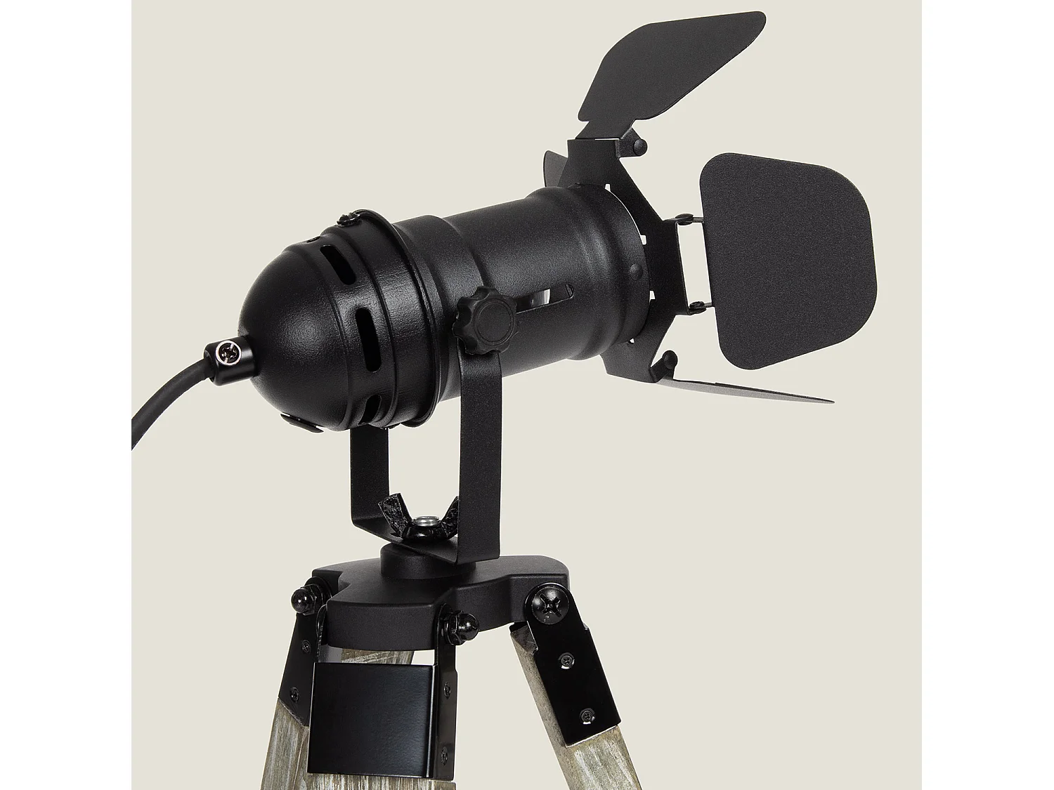 Lampe à Poser Métal et Bois Cinema Kurangna XS Noir