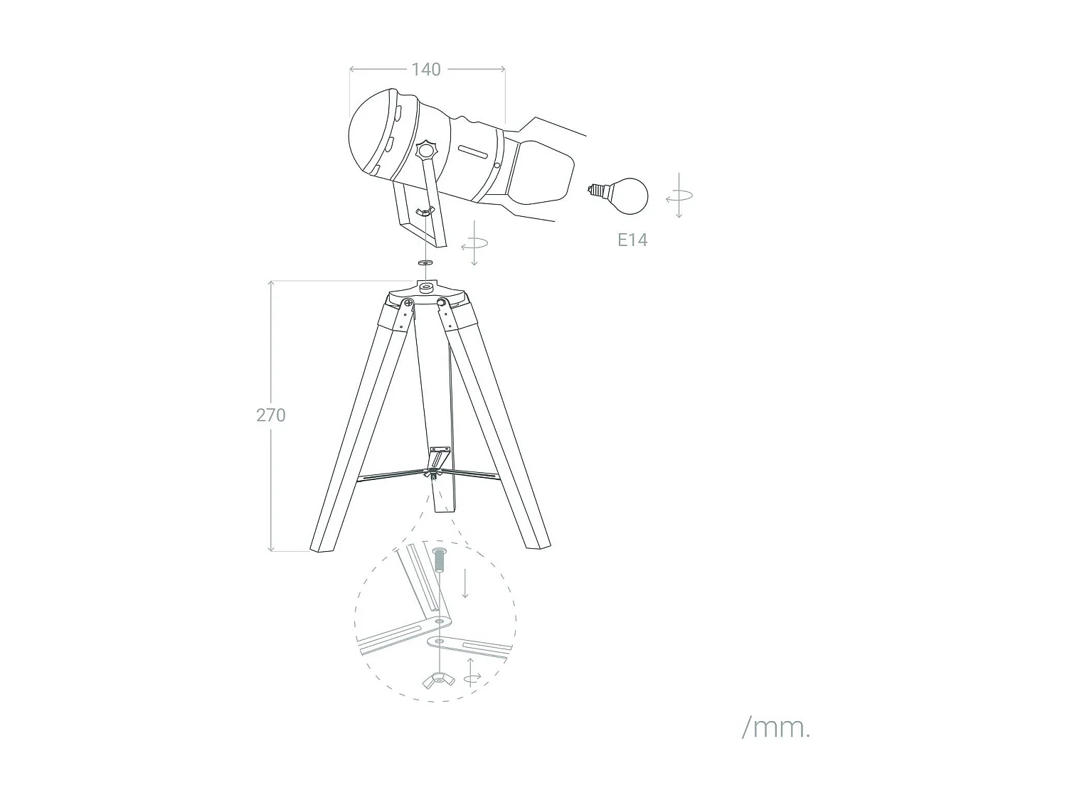 Lampe à Poser Métal et Bois Cinema Kurangna XS Noir
