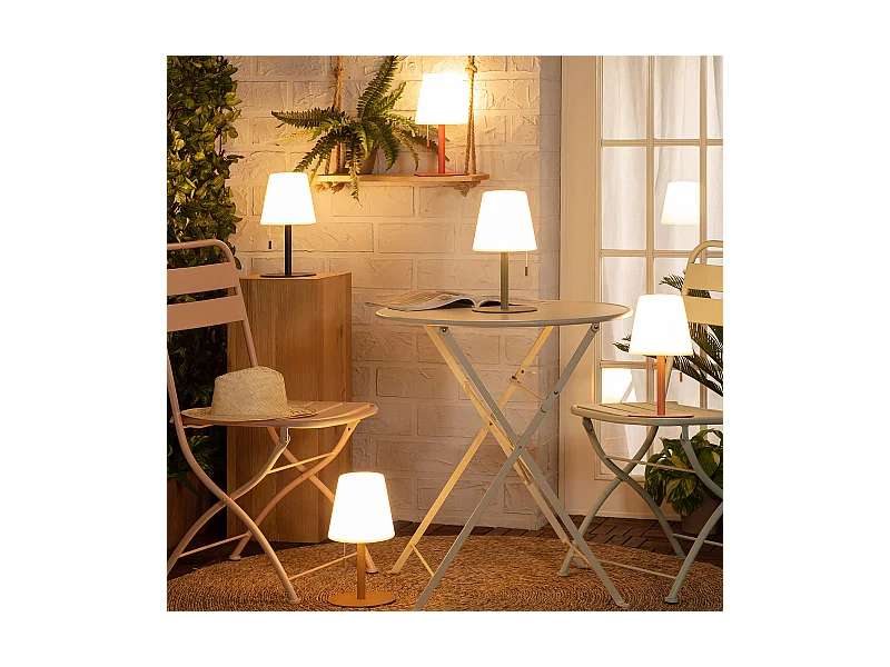Lámpara de Mesa LED Portátil para Exterior Aluminio con Batería Recargable Epinay Melocotón