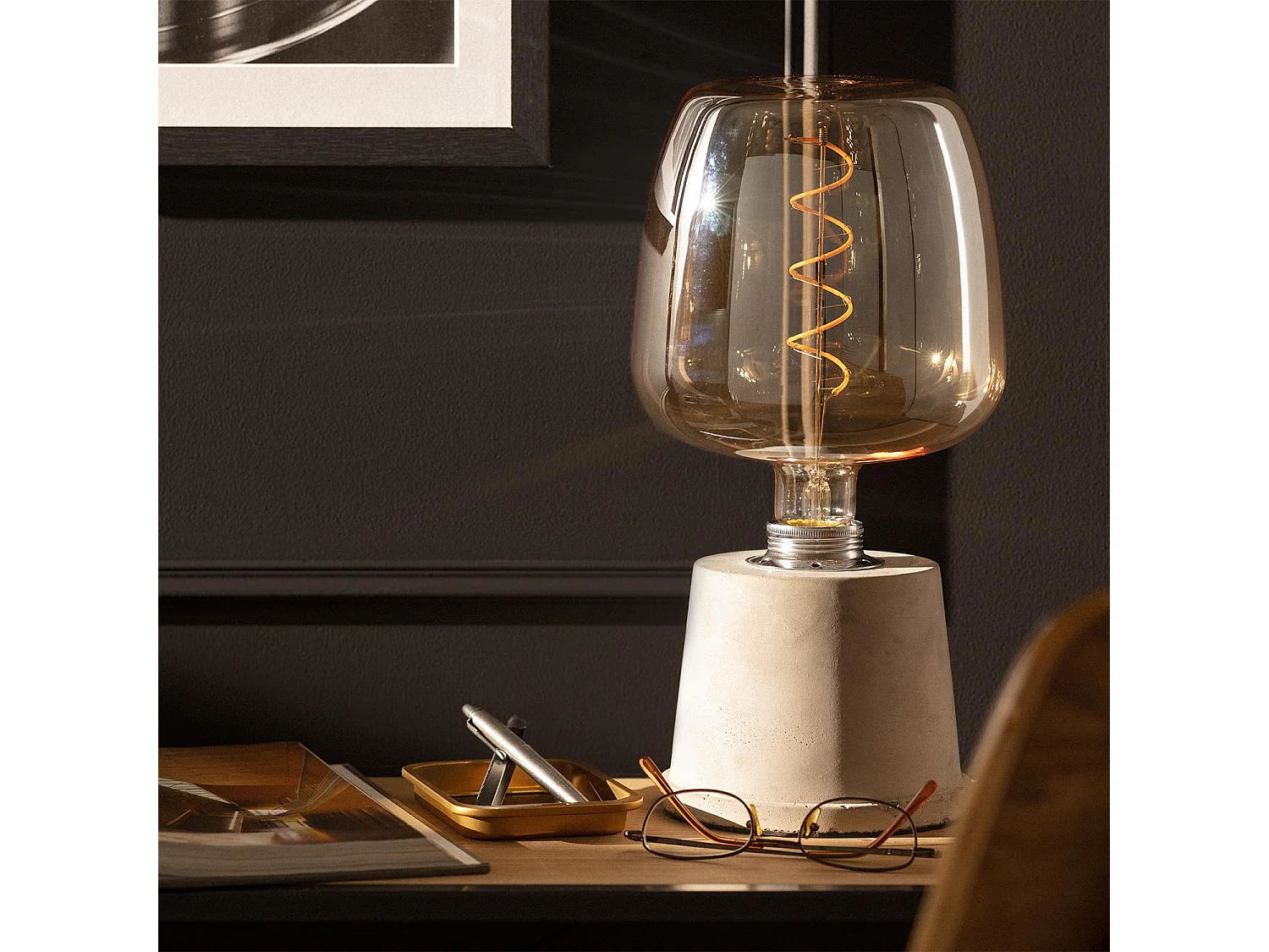 Lampe à Poser Ciment Ray Gris Béton