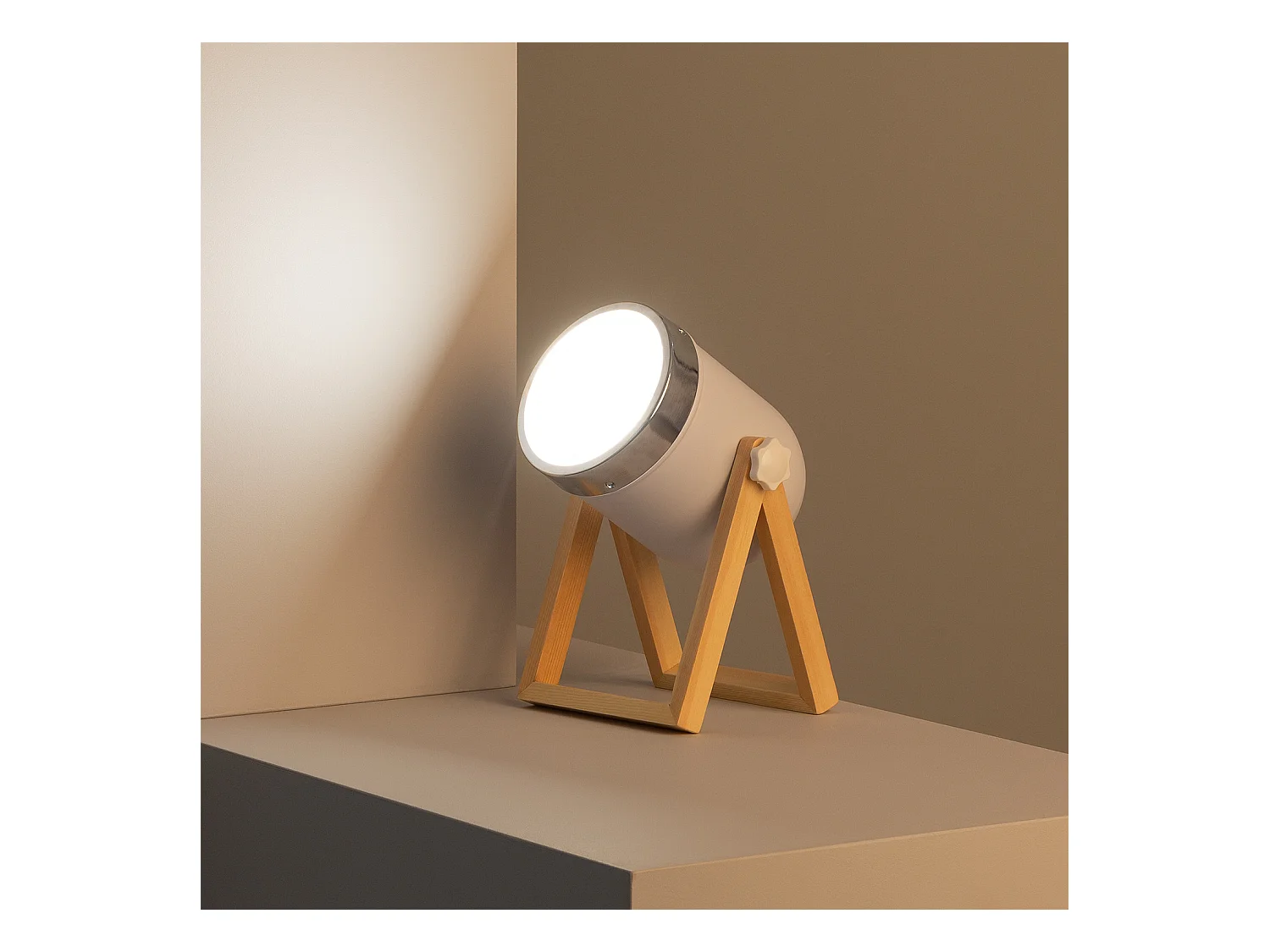 TechBrey Lámpara de Mesa de Metal y Madera Galicy