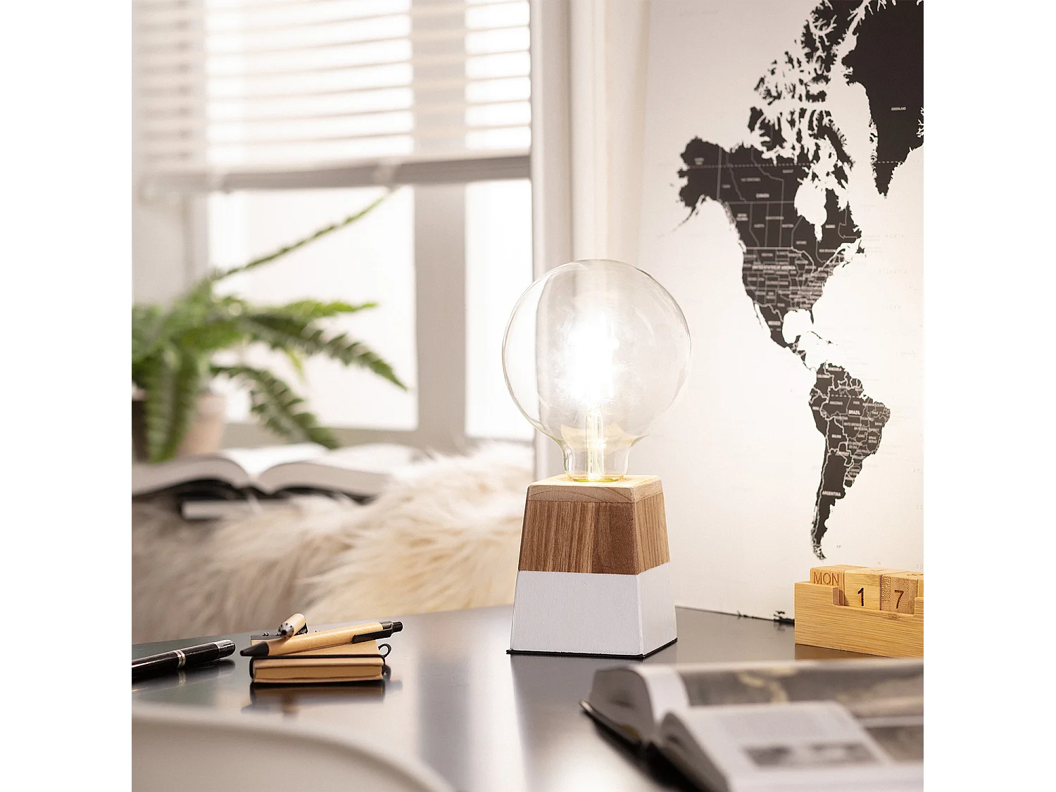 Lámpara de Mesa de Madera Lakara Natural