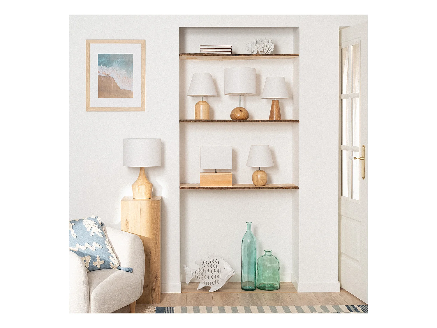 Lámpara de Mesa de Madera Gulbi Natural