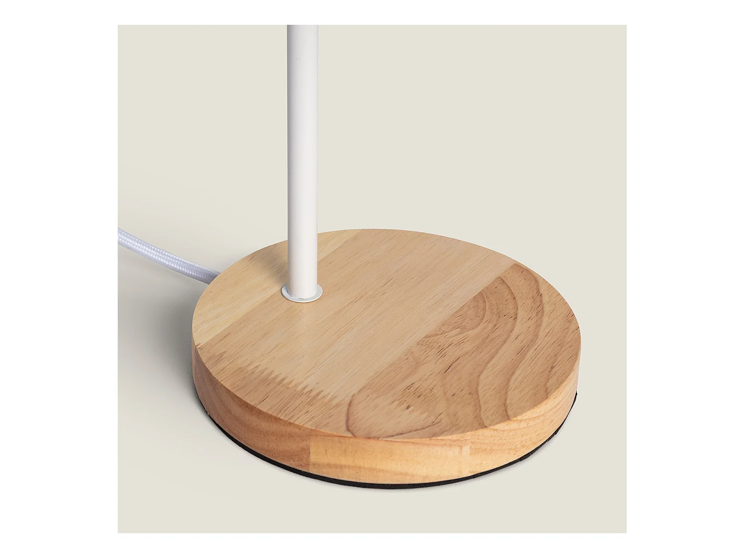 Lampe à Poser Bois et Tissu Diyara Blanc