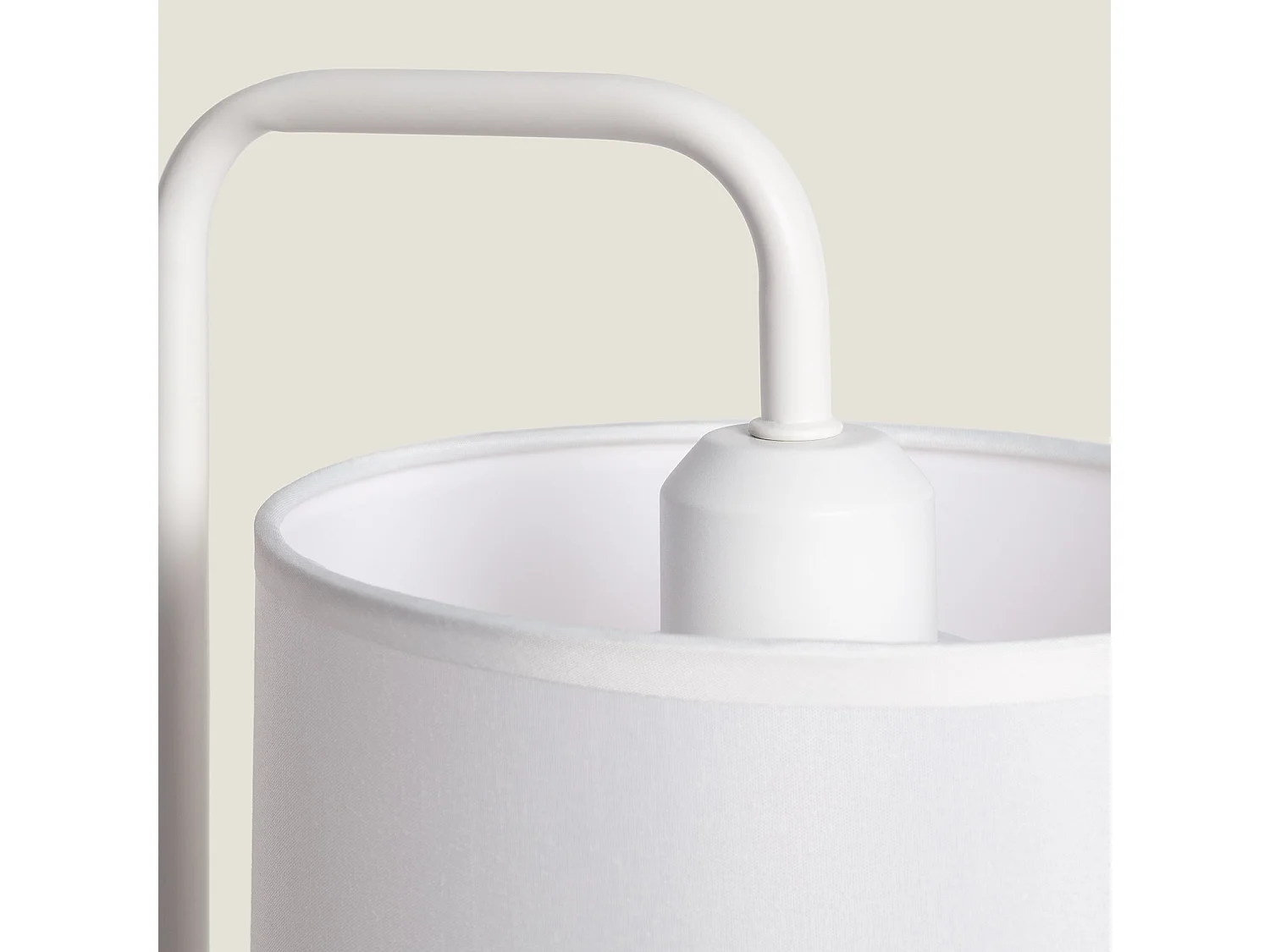 Lampe à Poser Bois et Tissu Diyara Blanc