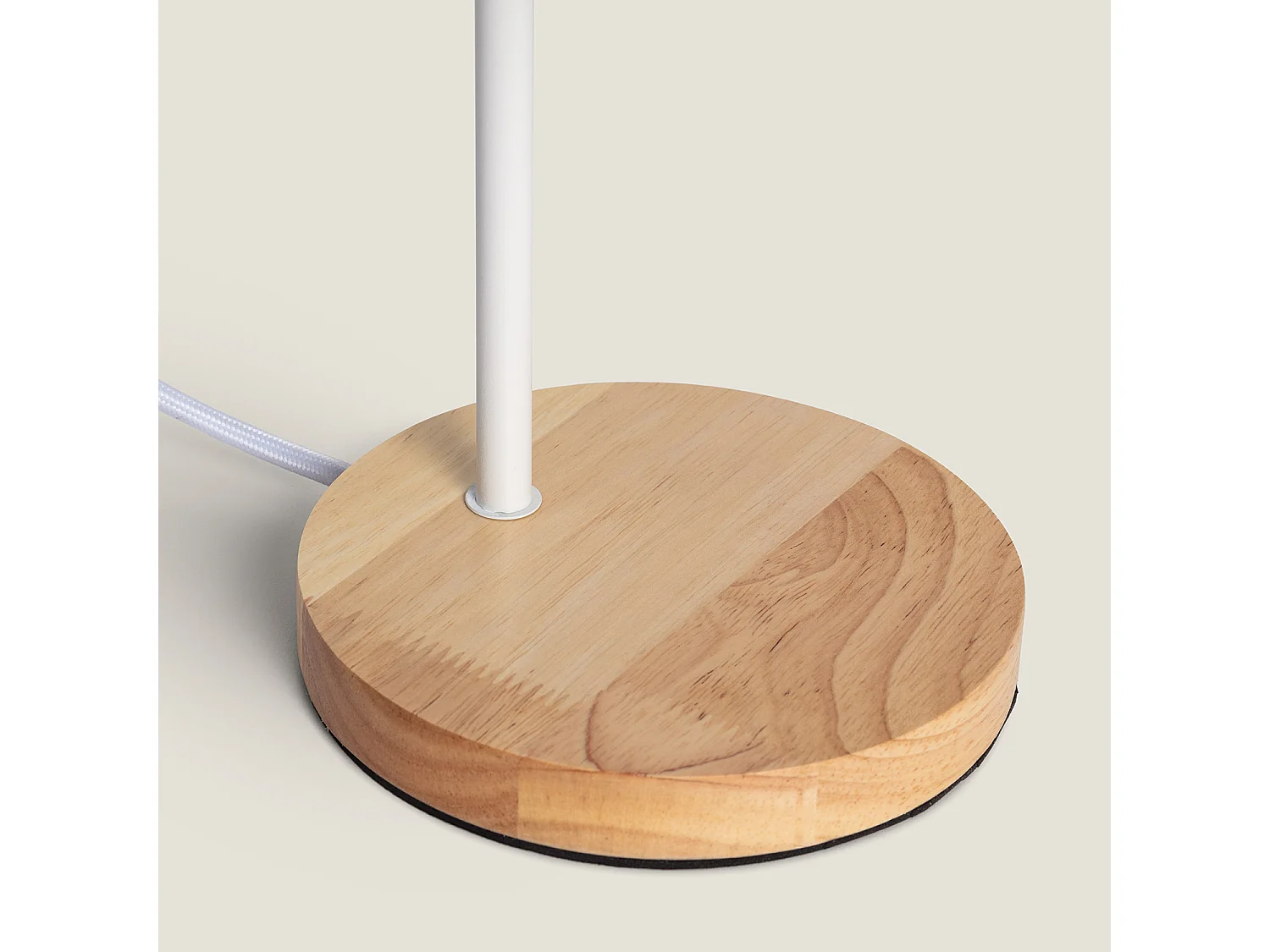 Lampe à Poser Bois et Tissu Diyara Blanc