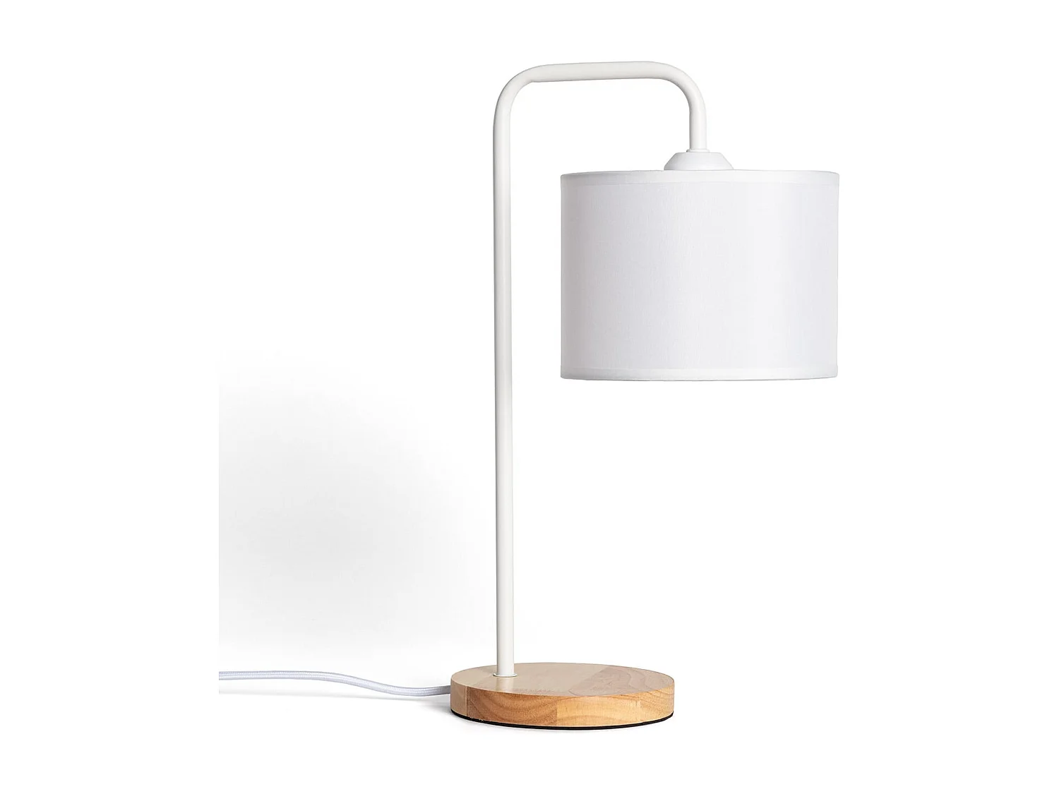 Lampada da Tavolo in Tessuto e Legno Jedali Bianco