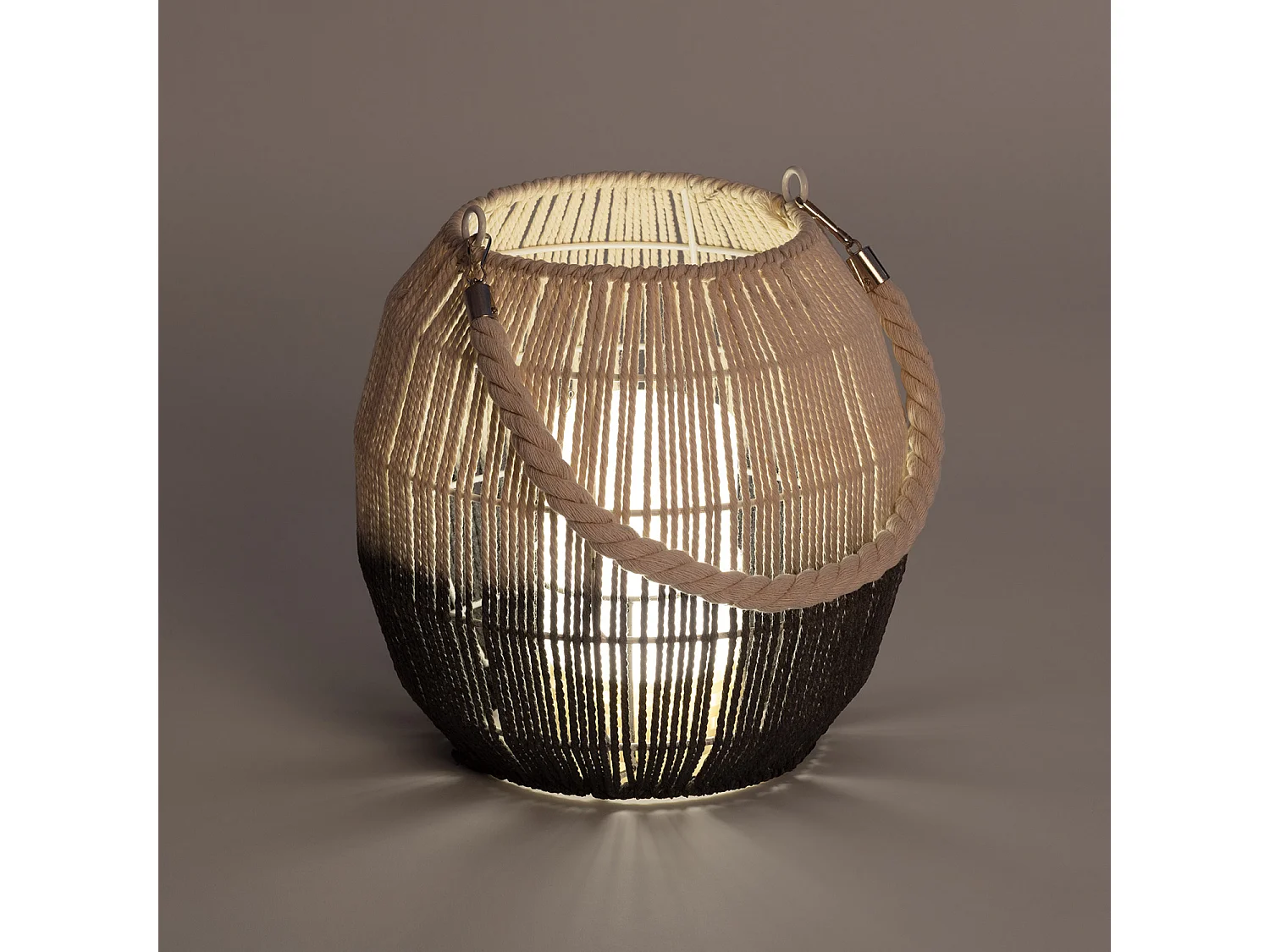 Lampada da Tavolo LED Portatile in Corda Naturale Mero Bianco Rotto