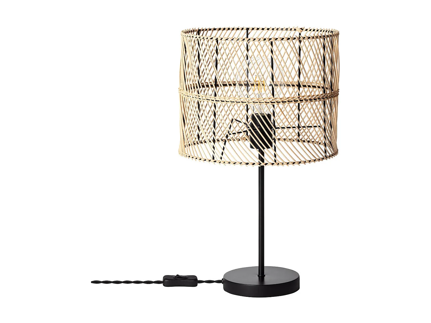 Lampe à Poser Rotin et Tissu Carrere Naturel
