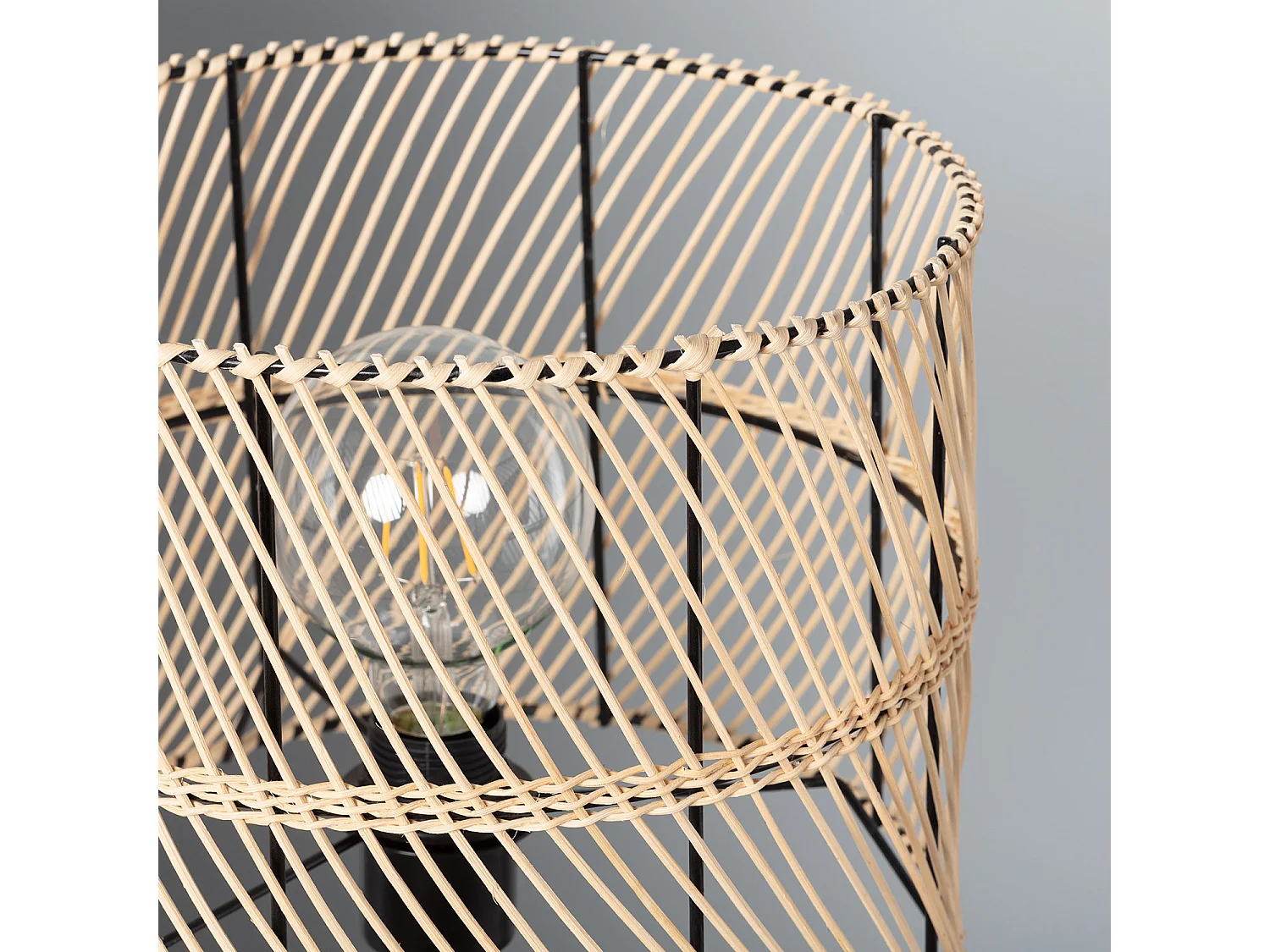 Lampe à Poser Rotin et Tissu Carrere Naturel