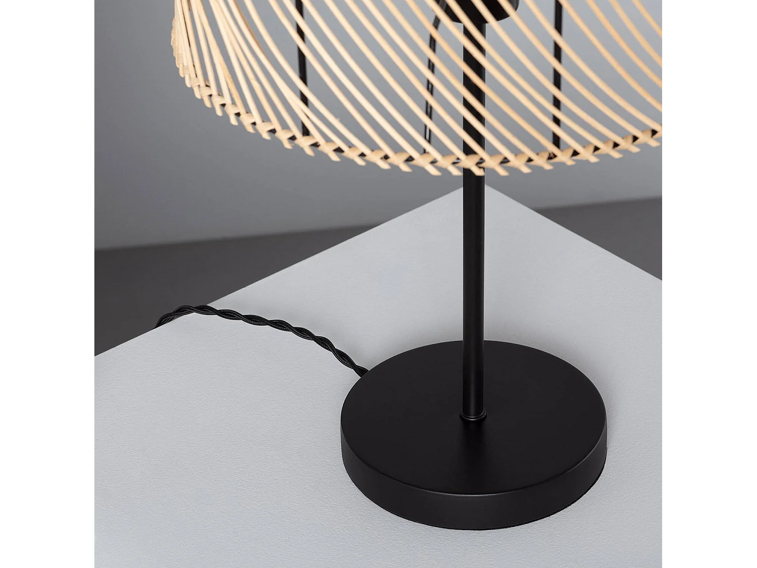 Lampe à Poser Rotin et Tissu Carrere Naturel