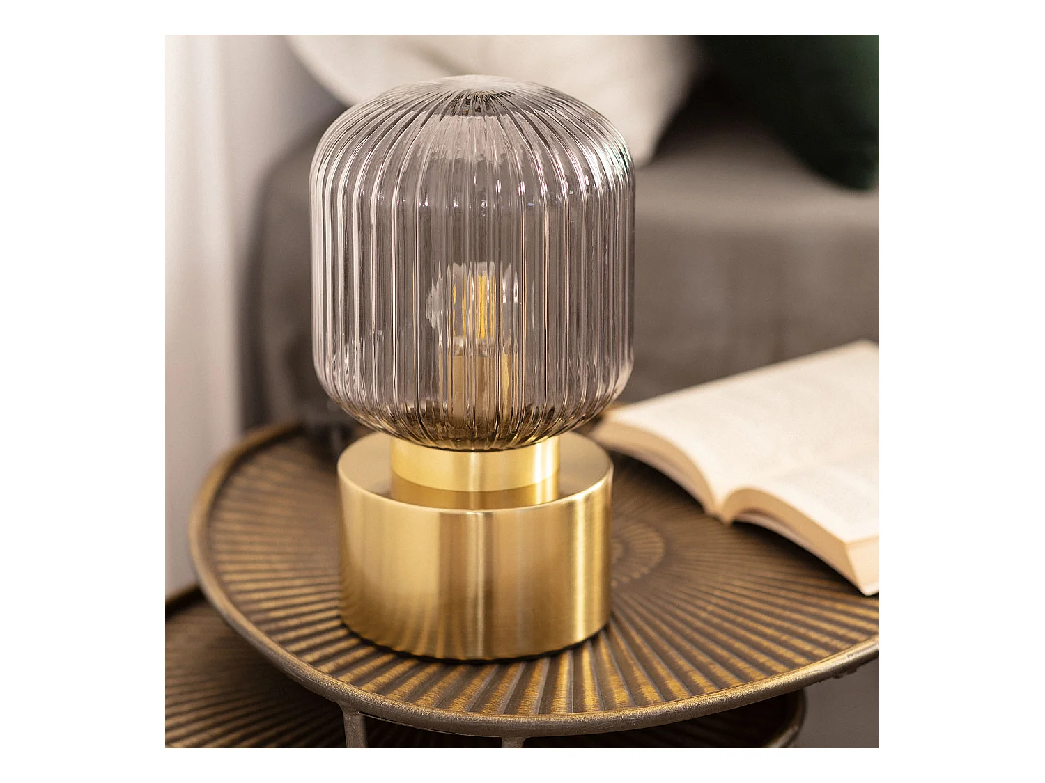 Lámpara de Mesa Metal y Cristal Windsor Dorado