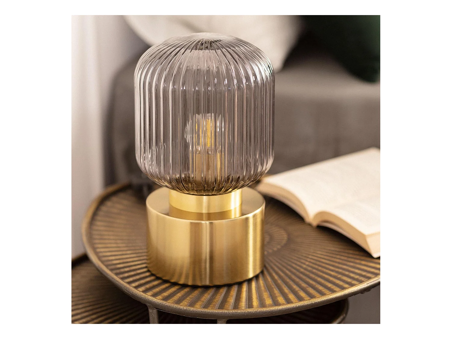 Lámpara de Mesa Metal y Cristal Windsor Dorado