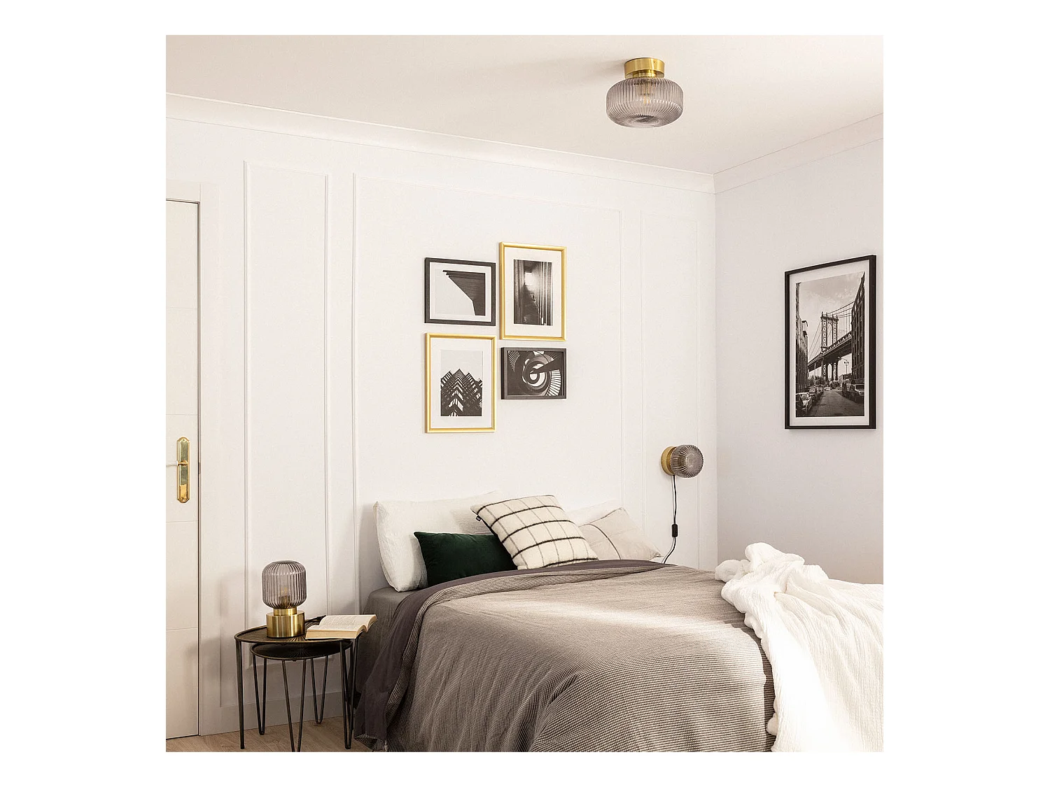 Lámpara de Mesa Metal y Cristal Windsor Dorado