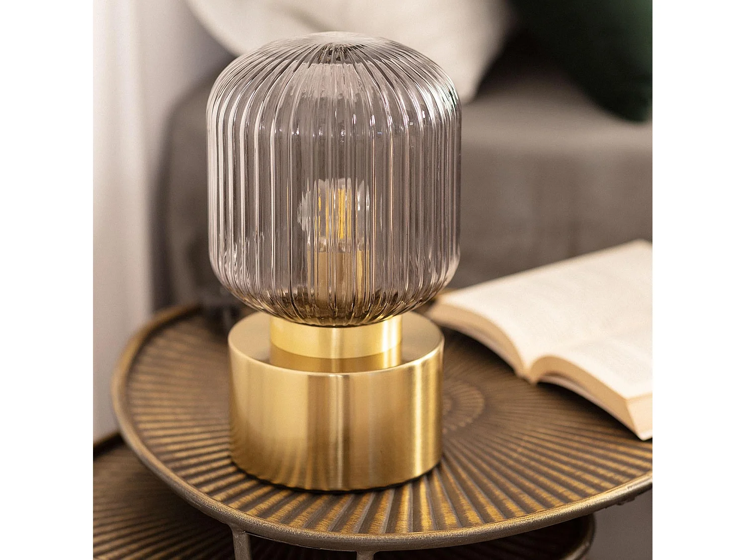 Lámpara de Mesa Metal y Cristal Windsor Dorado