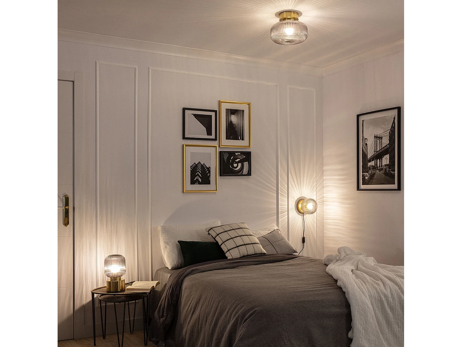 Lampada da Tavolo Metallo e Vetro Windsor Oro