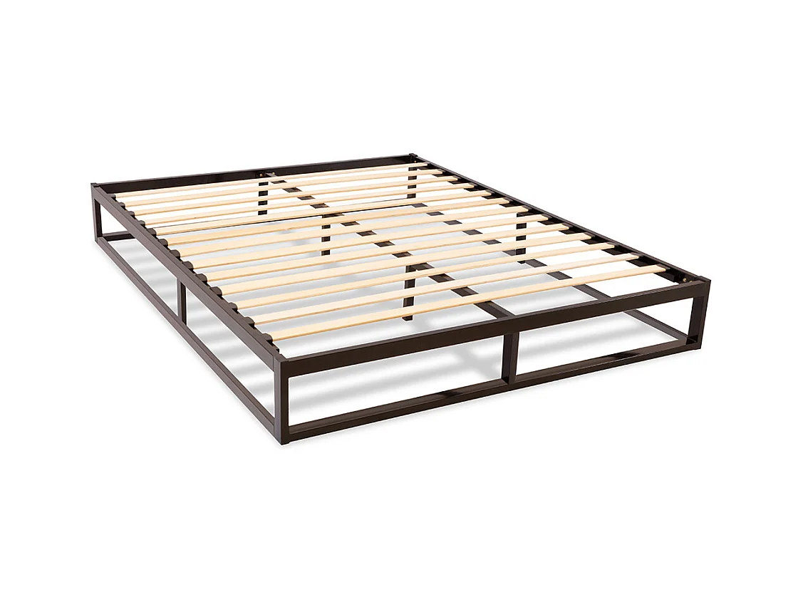 OLYMPE LITERIE | Sommier à lattes en métal LEONIDAS 140x190 cm | Coloris Noir | Livré en kit