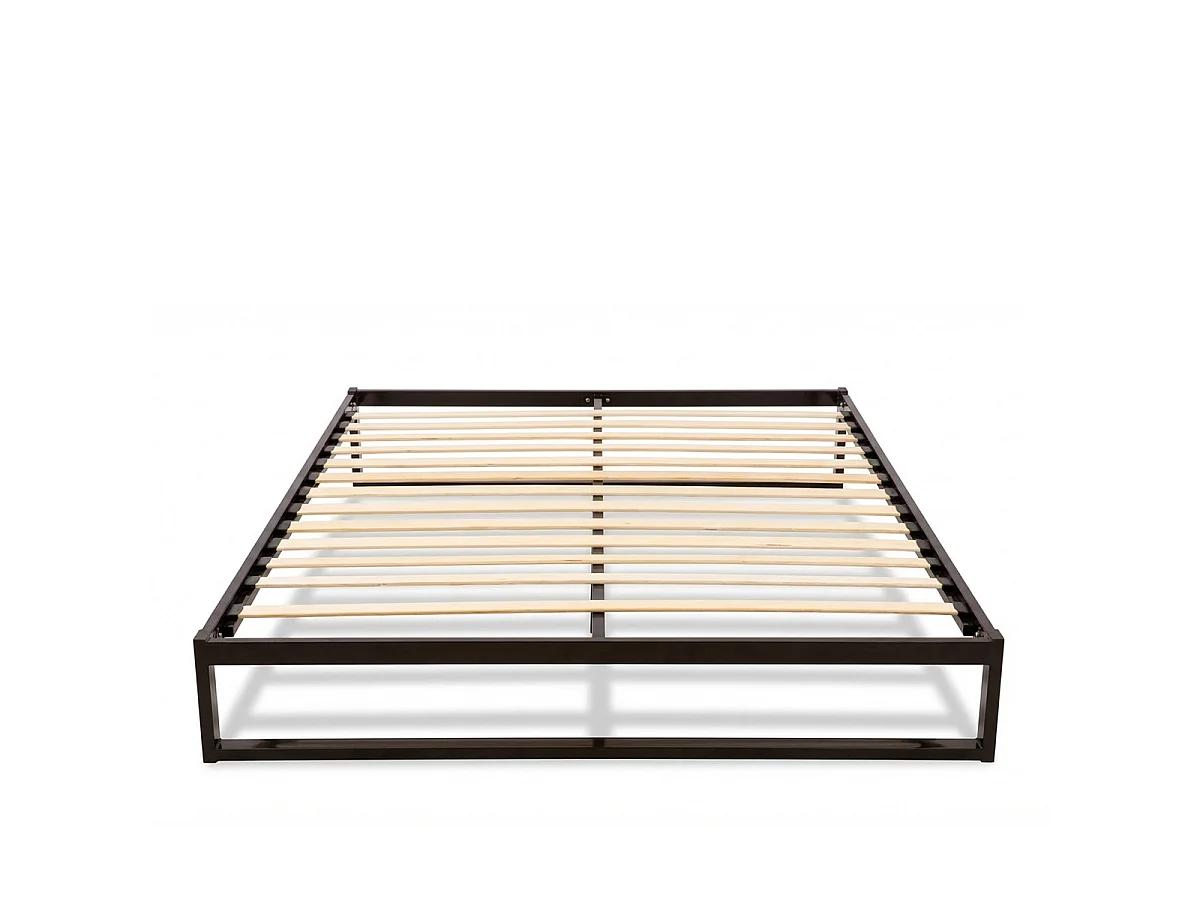 Cadre à lattes en métal Pandore 160x200 cm Coloris Noir Livré en kit