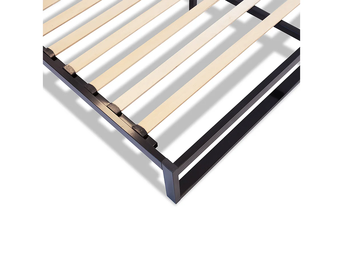 Cadre à lattes en métal Pandore 160x200 cm Coloris Noir Livré en kit