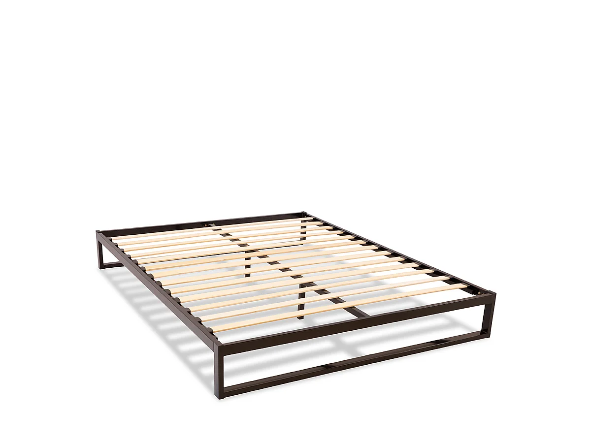 Cadre à lattes en métal Pandore 160x200 cm Coloris Noir Livré en kit