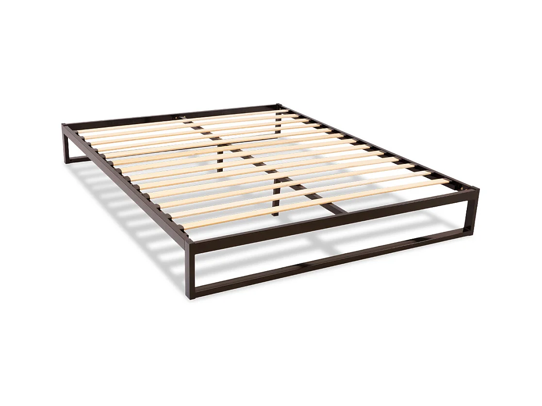 OLYMPE LITERIE | Sommier à lattes en métal PANDORE 140x190 cm | Coloris Noir | Livré en kit