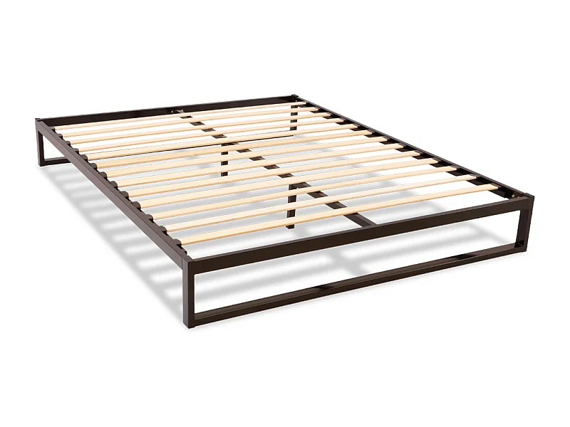 OLYMPE LITERIE | Sommier à lattes en métal PANDORE 140x190 cm | Coloris Noir | Livré en kit