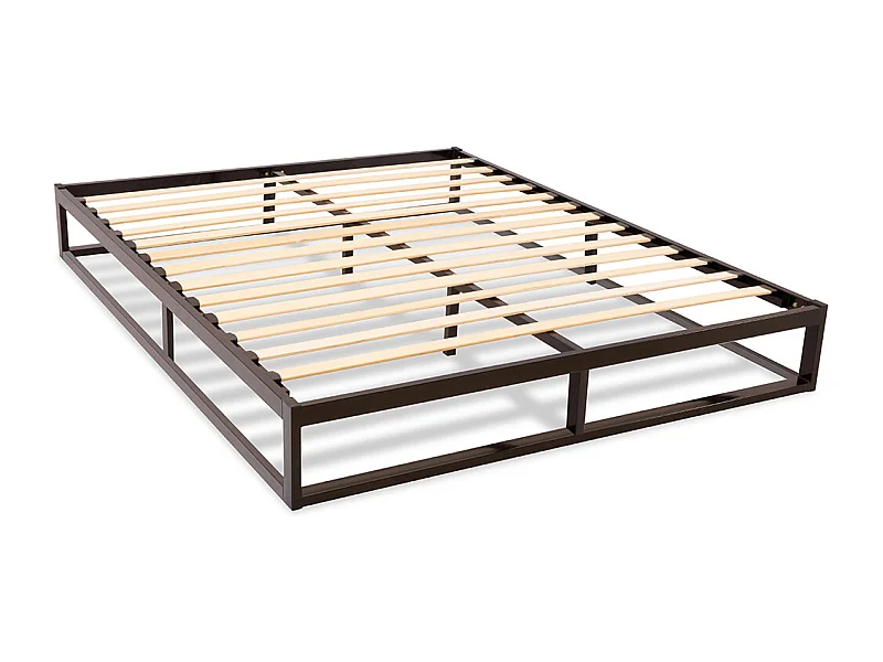 OLYMPE LITERIE | Sommier à lattes en métal LEONIDAS 160x200 cm | Coloris Noir | Livré en kit