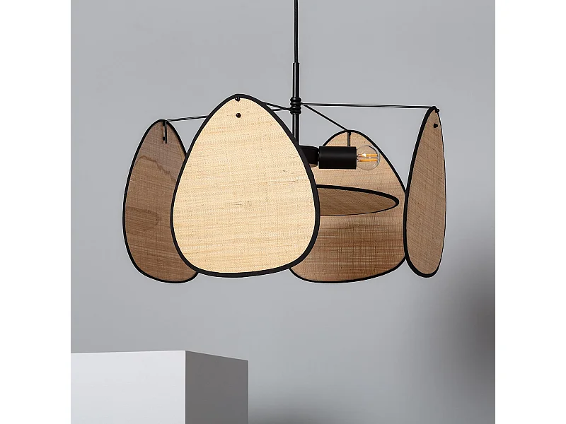 Lámpara Colgante Metal y Rafia Hades Natural