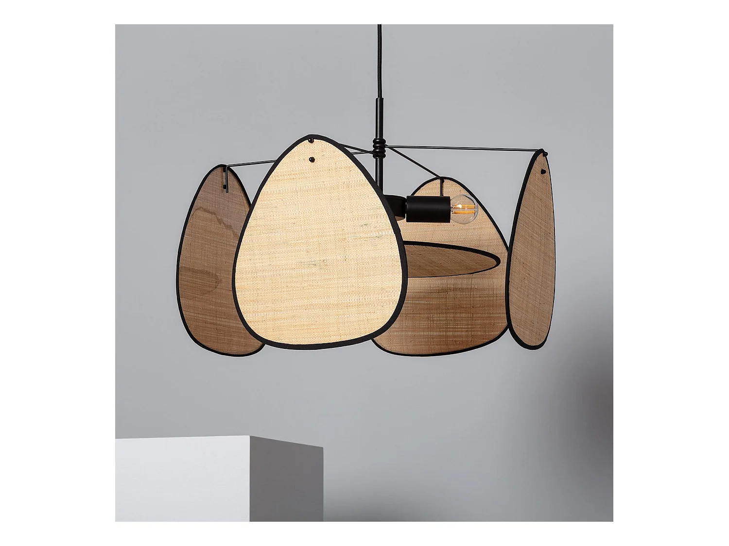 Lámpara Colgante Metal y Rafia Hades Natural