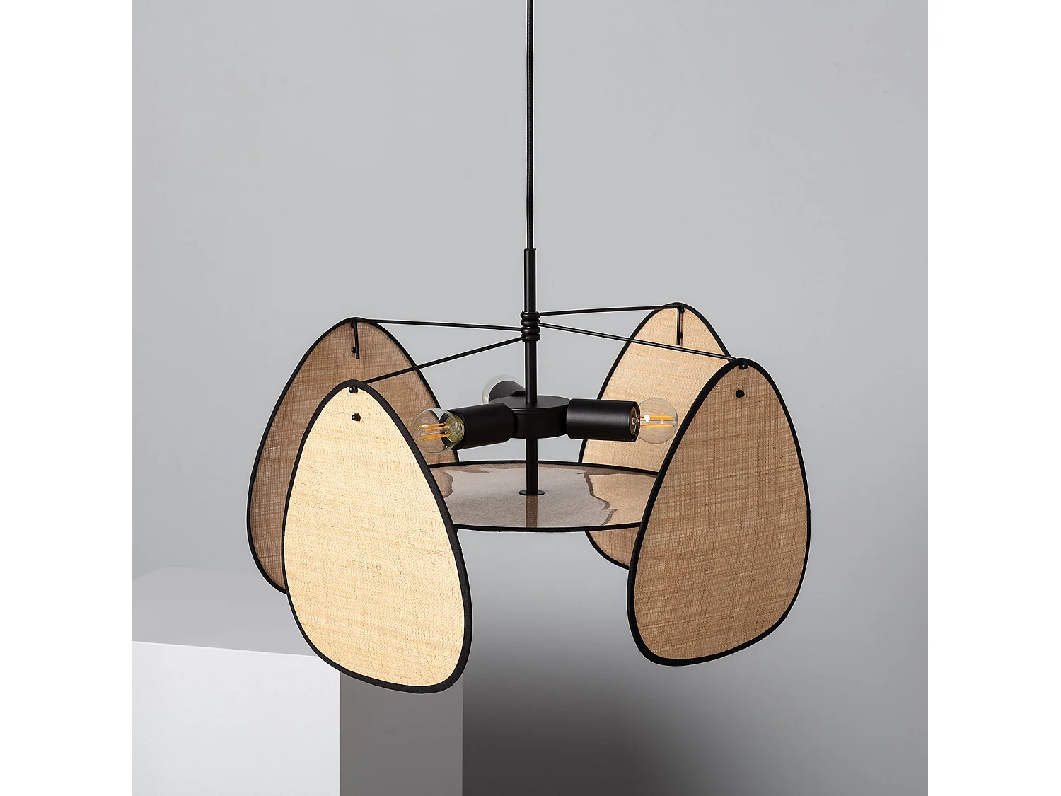 Suspension Métal et Raphia Hades Naturel