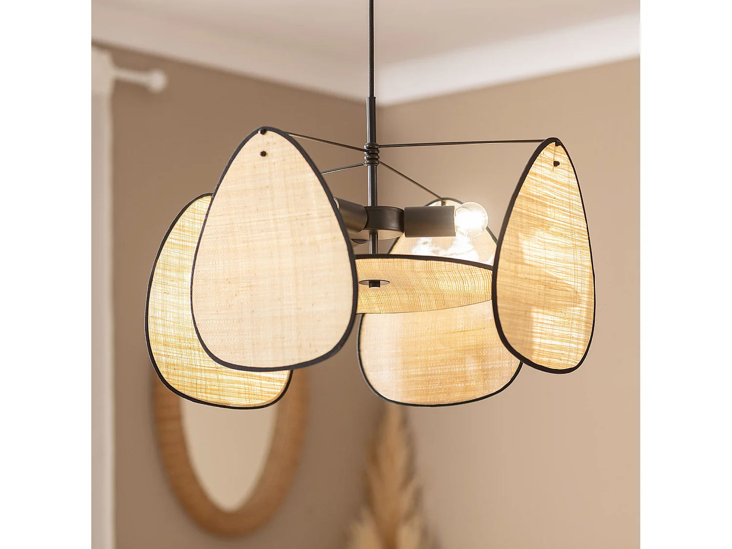 Suspension Métal et Raphia Hades Naturel