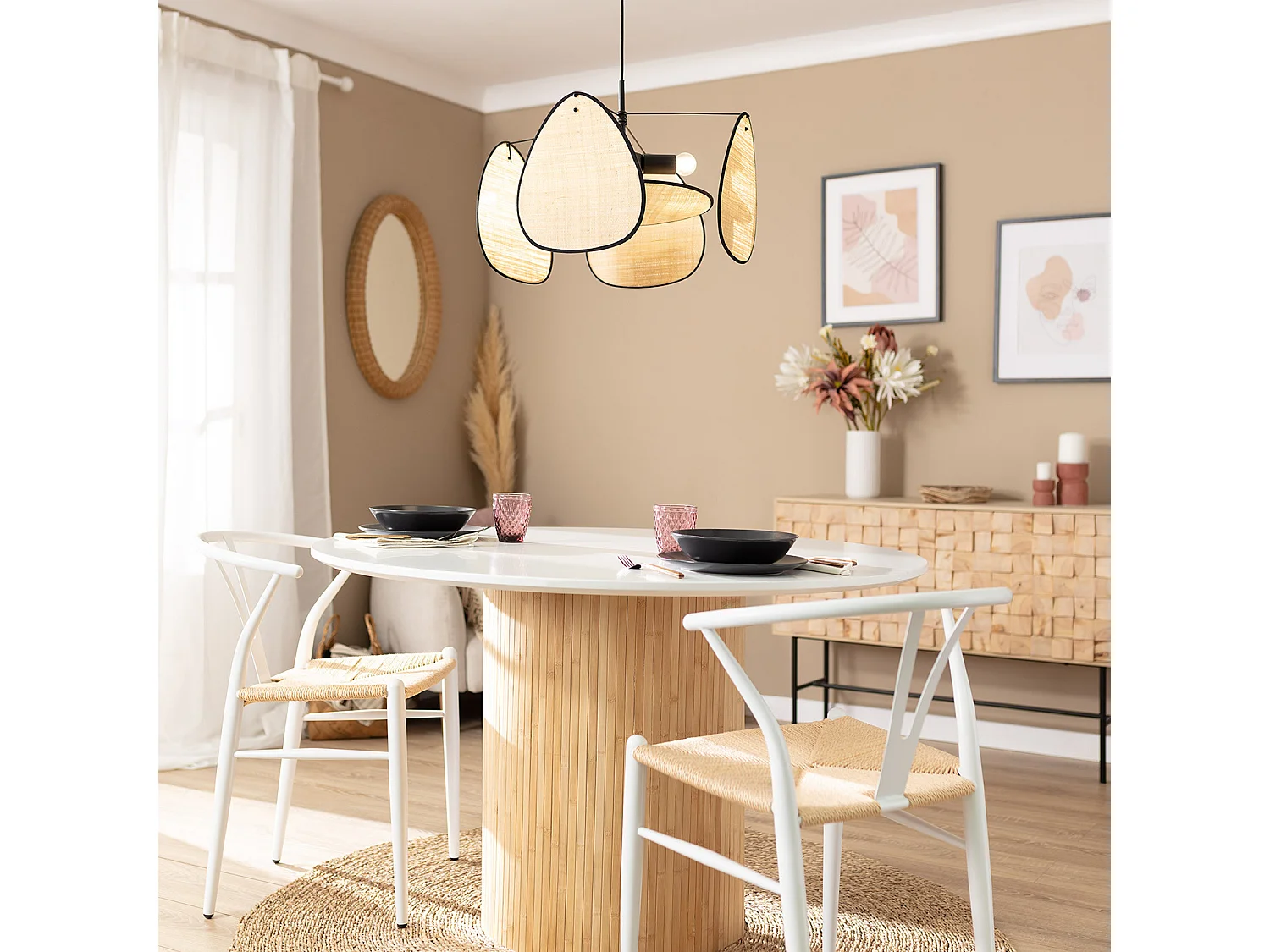 Suspension Métal et Raphia Hades Naturel
