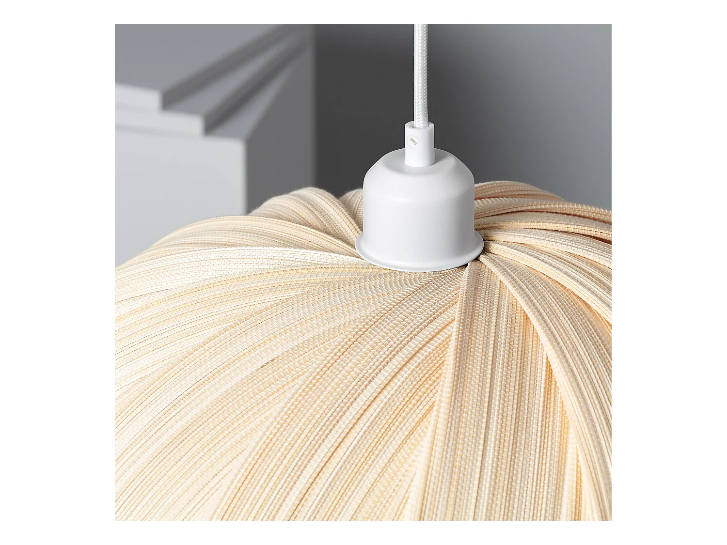 Suspension Bambou Korowai Textile blanc