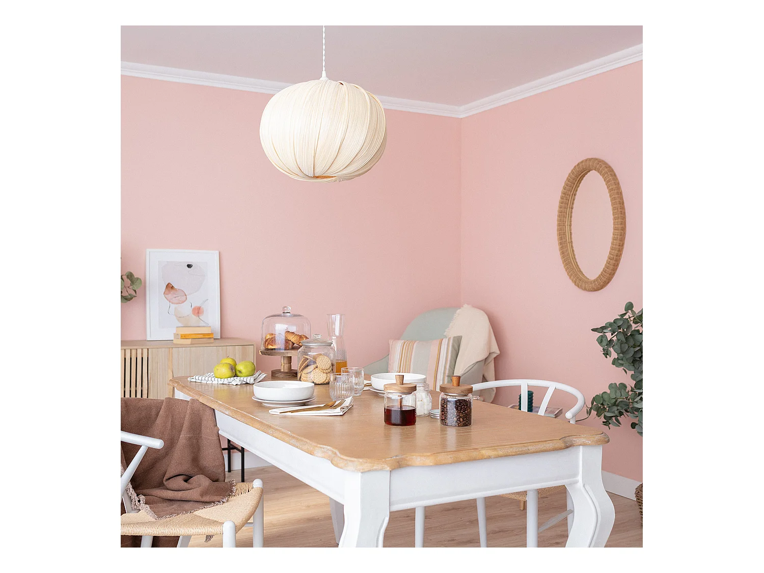 Suspension Bambou Korowai Textile blanc