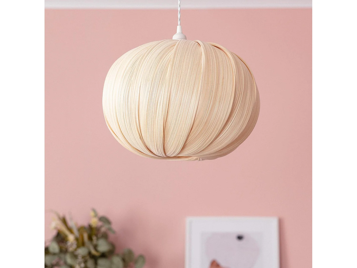 Suspension Bambou Korowai Textile blanc