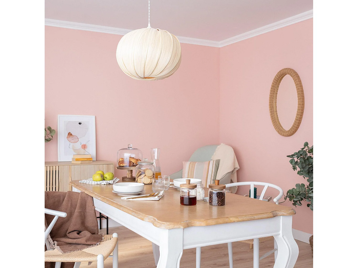 Suspension Bambou Korowai Textile blanc