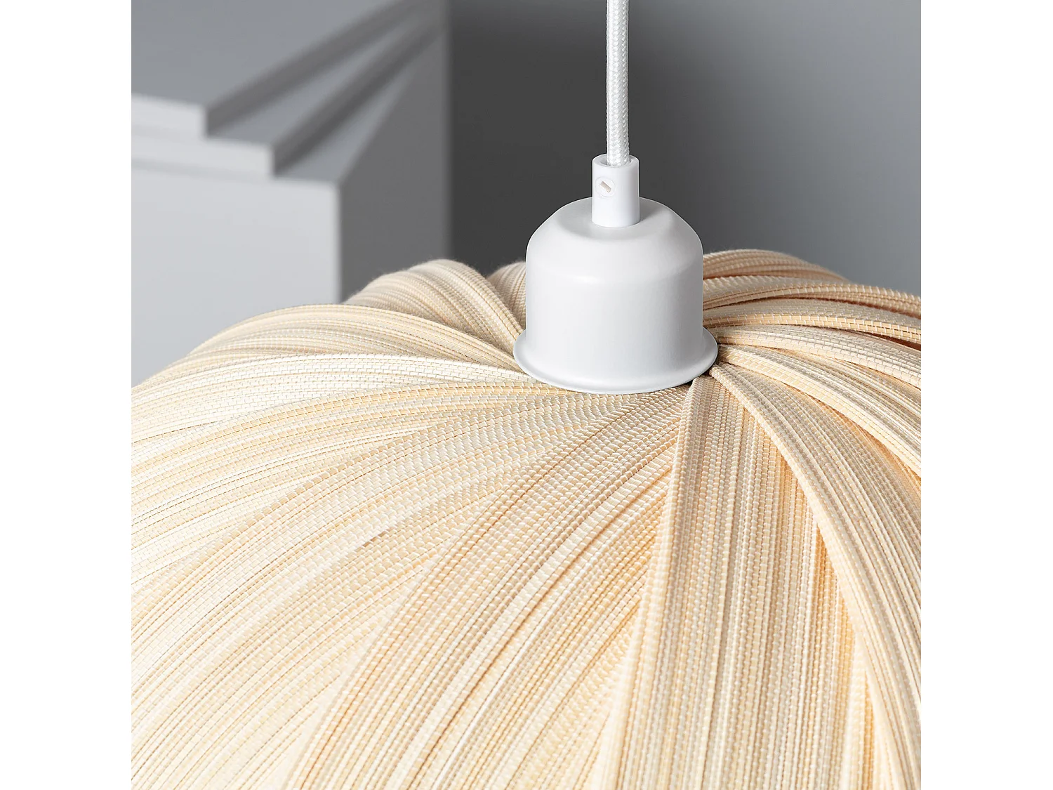 Suspension Bambou Korowai Textile blanc