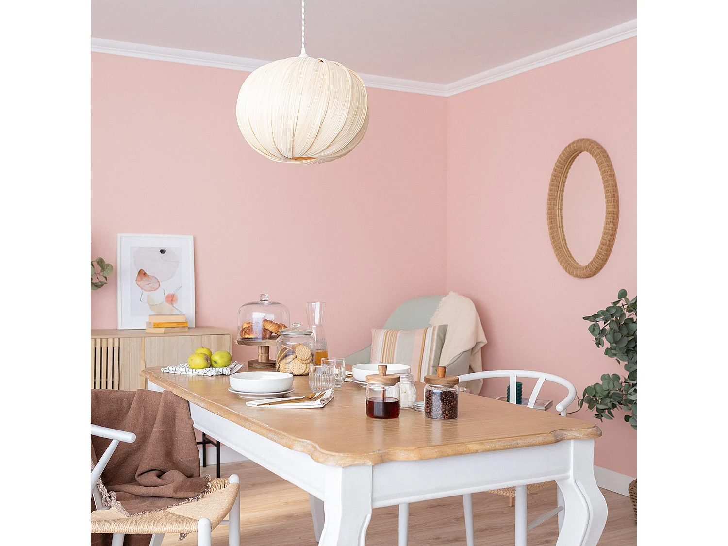 Suspension Bambou Korowai Textile blanc