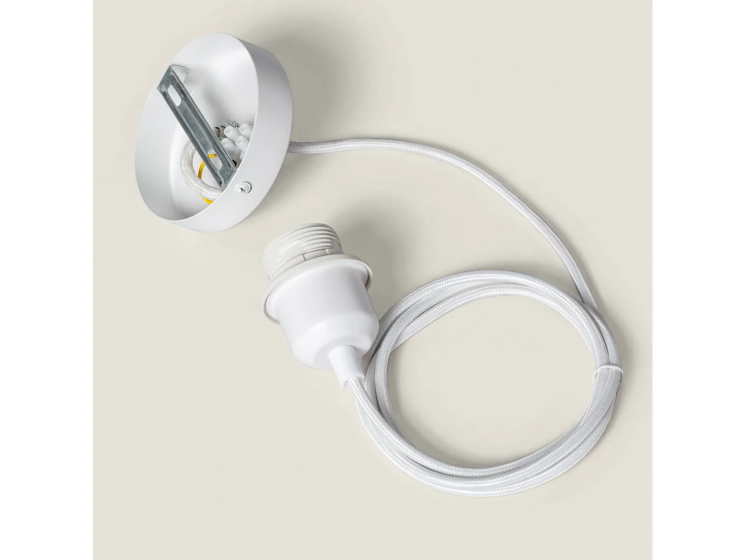 Suspension Bambou Korowai Textile blanc