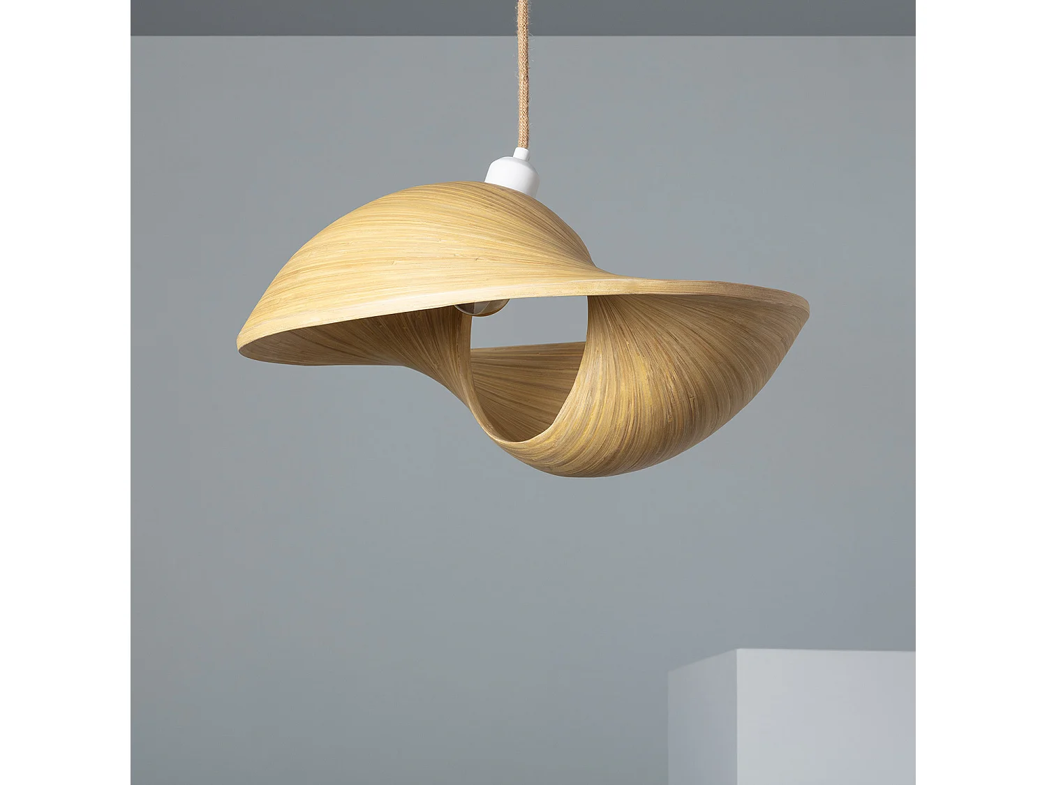 Lampada a Sospensione in Bambù Shuka Acacia ILUZZIA Tessuto Naturale