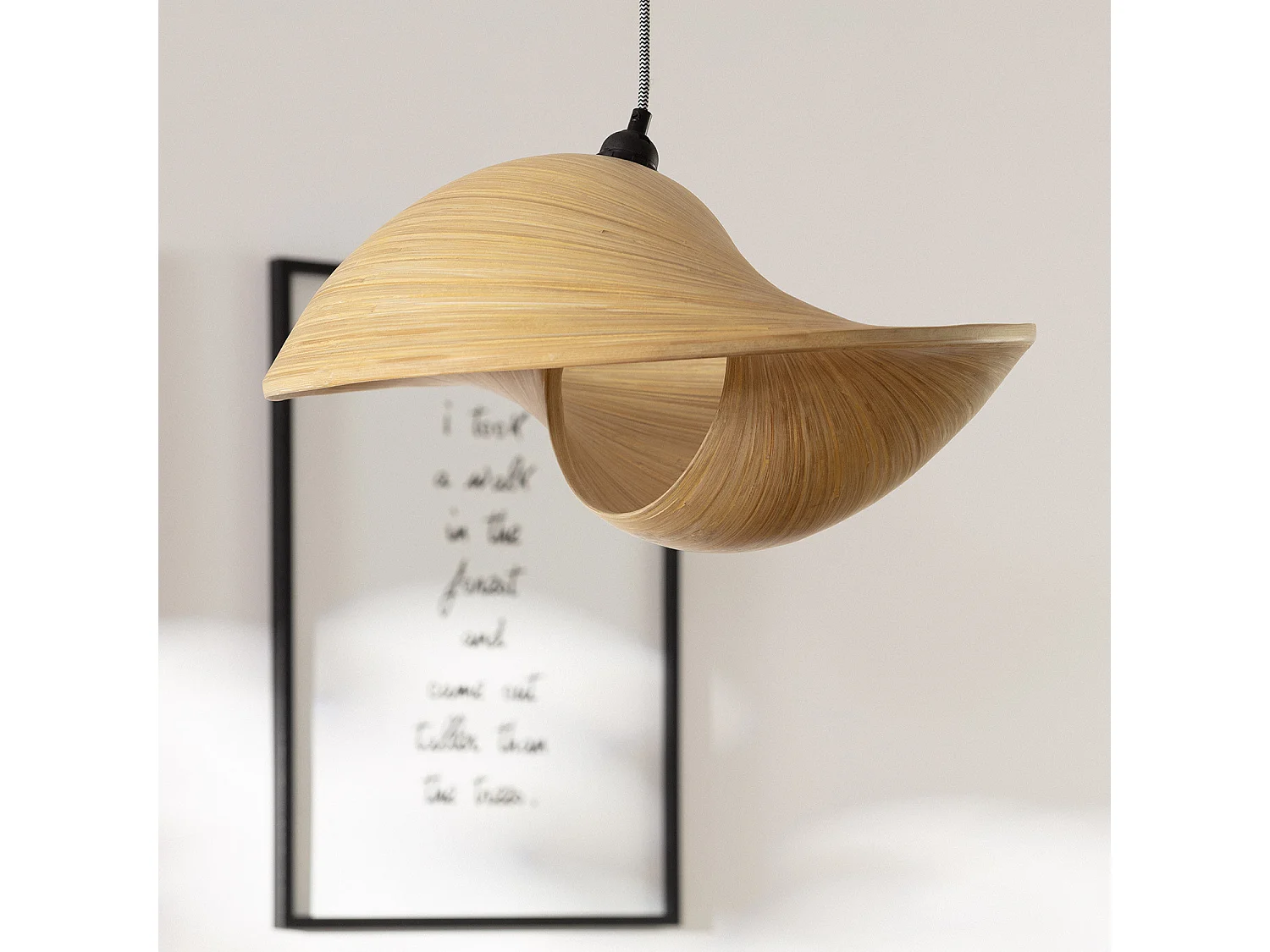 Lampada a Sospensione in Bambù Shuka Acacia ILUZZIA Tessuto Naturale