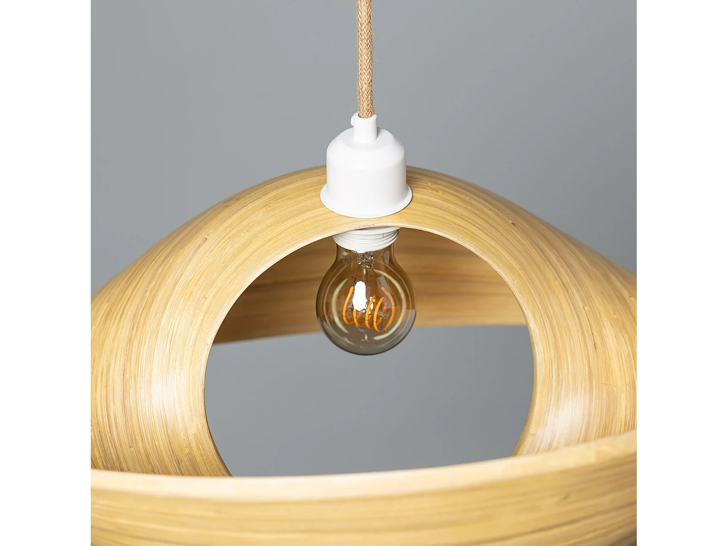 Lampada a Sospensione in Bambù Shuka Acacia ILUZZIA Tessuto Naturale