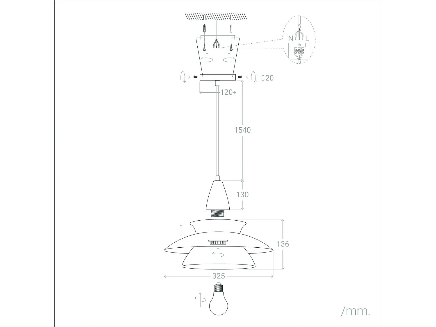 Lampada a Sospensione Metallo Ballnew Nero