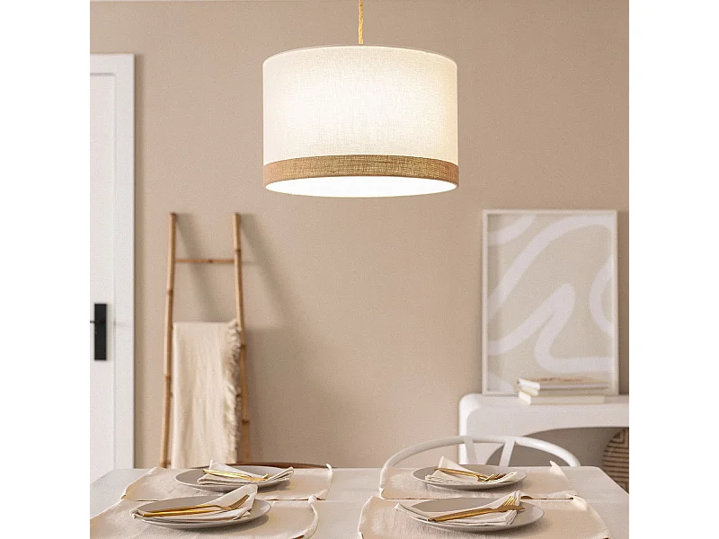 Lámpara Colgante Tela Leya Natural Blanco