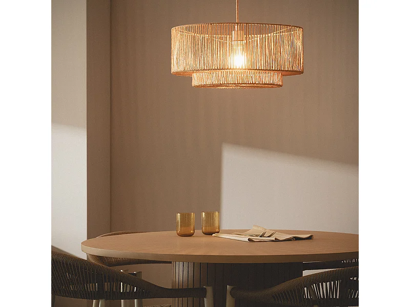 Lampada a Sospensione Carta Intrecciata Dicenta Naturale