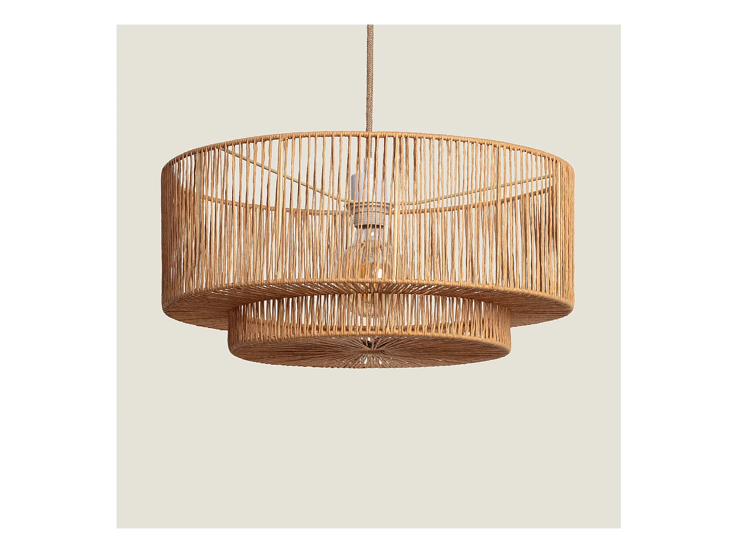 Lampada a Sospensione Carta Intrecciata Dicenta Naturale