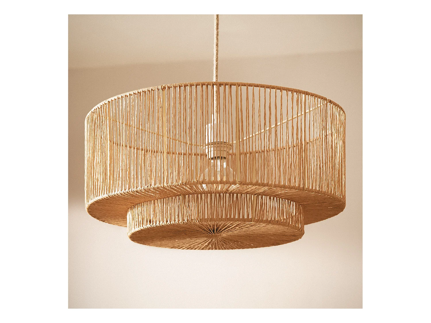 Lampada a Sospensione Carta Intrecciata Dicenta Naturale
