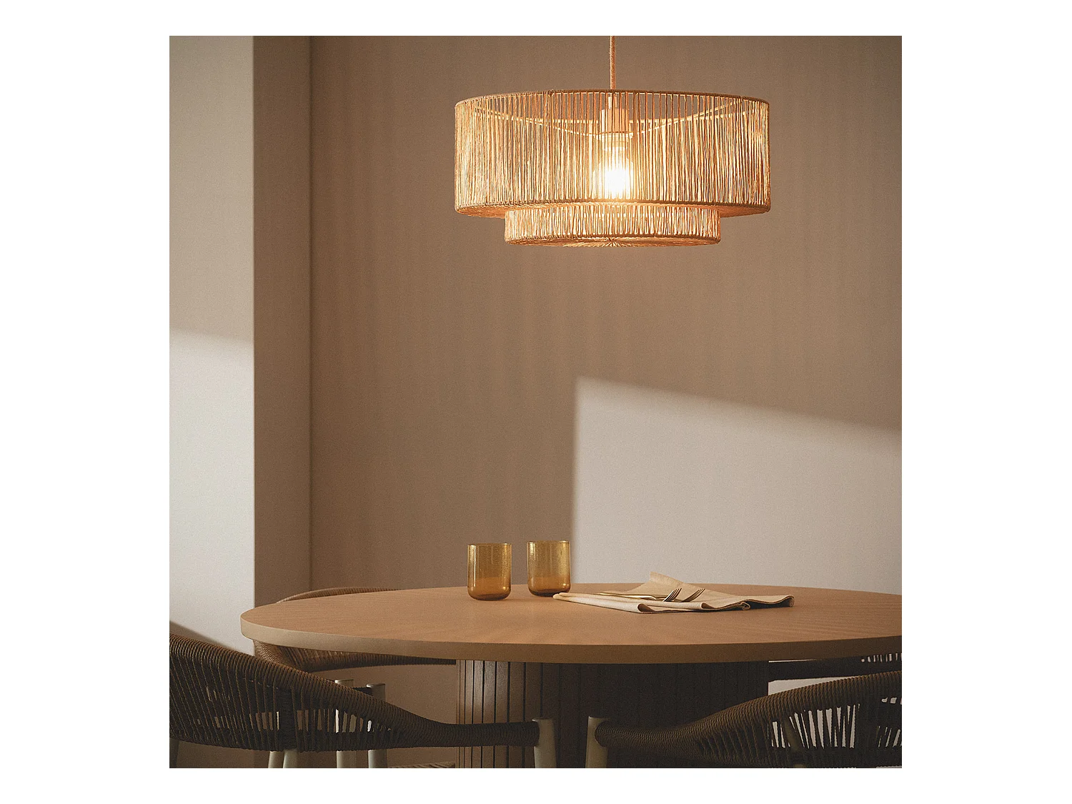 Lampada a Sospensione Carta Intrecciata Dicenta Naturale