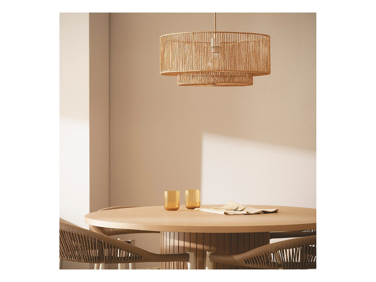 Lampada a Sospensione Carta Intrecciata Dicenta Naturale