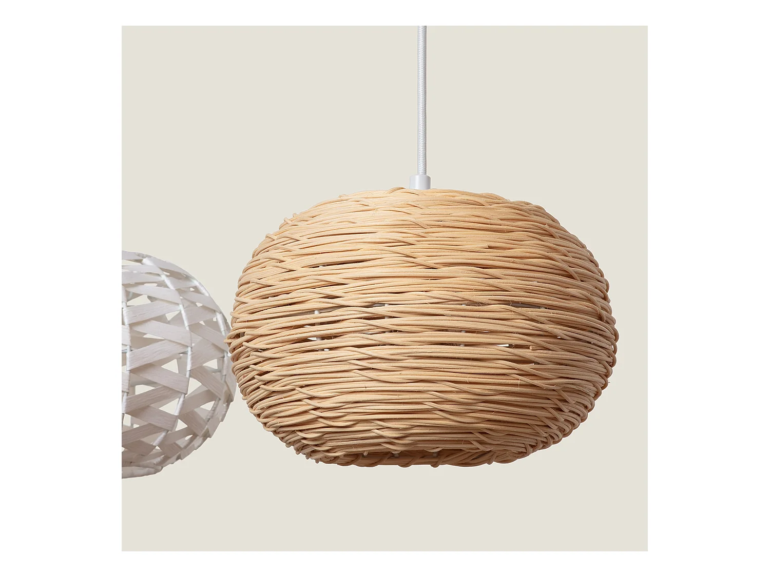 Suspension Rotin et Bois Linfen Naturel